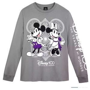 Mickey and Minnie Mouse Disney100 long sleeve, gray T-shirt for adults XS (2023)